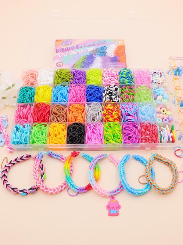 Colorful Beads & Rubber Bands & Accessories, Cute DIY Jewelry Making Kit, DIY Jewelry Making Supplies for Braided Bracelet