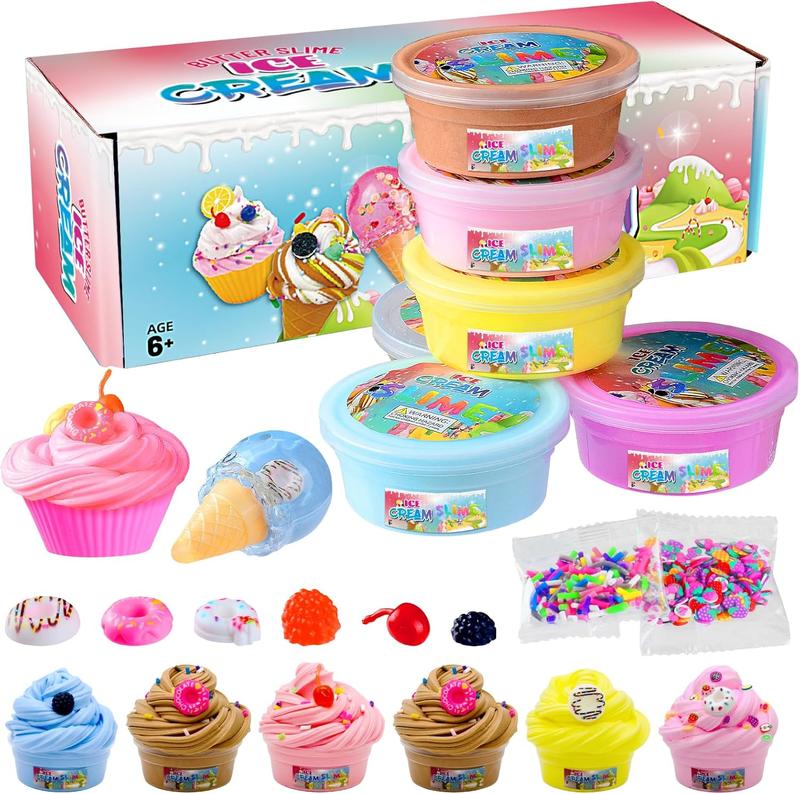 Butter Slime Kit Ice Cream Slime,Slime Making Kit,Stretchy and Non-Sticky,Stress Relief Toys, Party Favors for Kids Girls and Boys