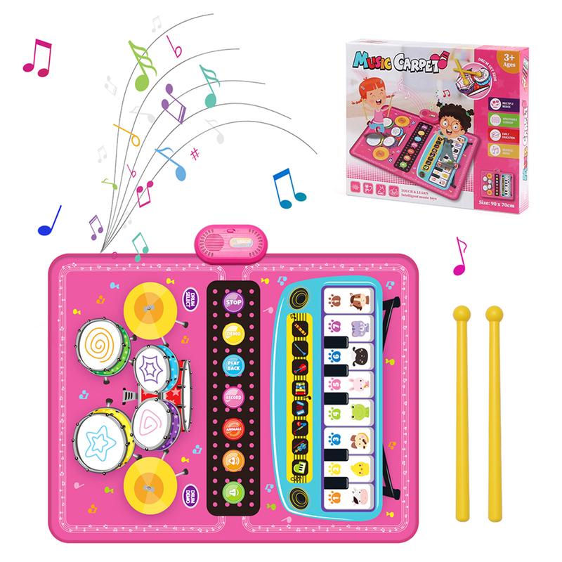 Baby Floor Musical Piano Keyboard Mat and Drum Mat Toy for 1 2 3 4 5 Years Old