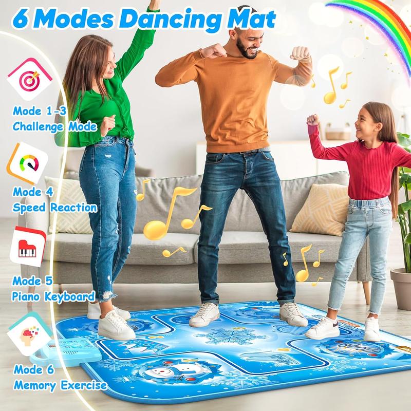 Dance Mat Toys for Girls Age 3 4 5 6 7 8-10 + Year Old, Girls Toys Age 6-8, Gifts for 3+ Year Old Girls, Dance Pad with LED Lights, 6 Game Modes, Built-in Music, Christmas Birthday Gifts for Kids