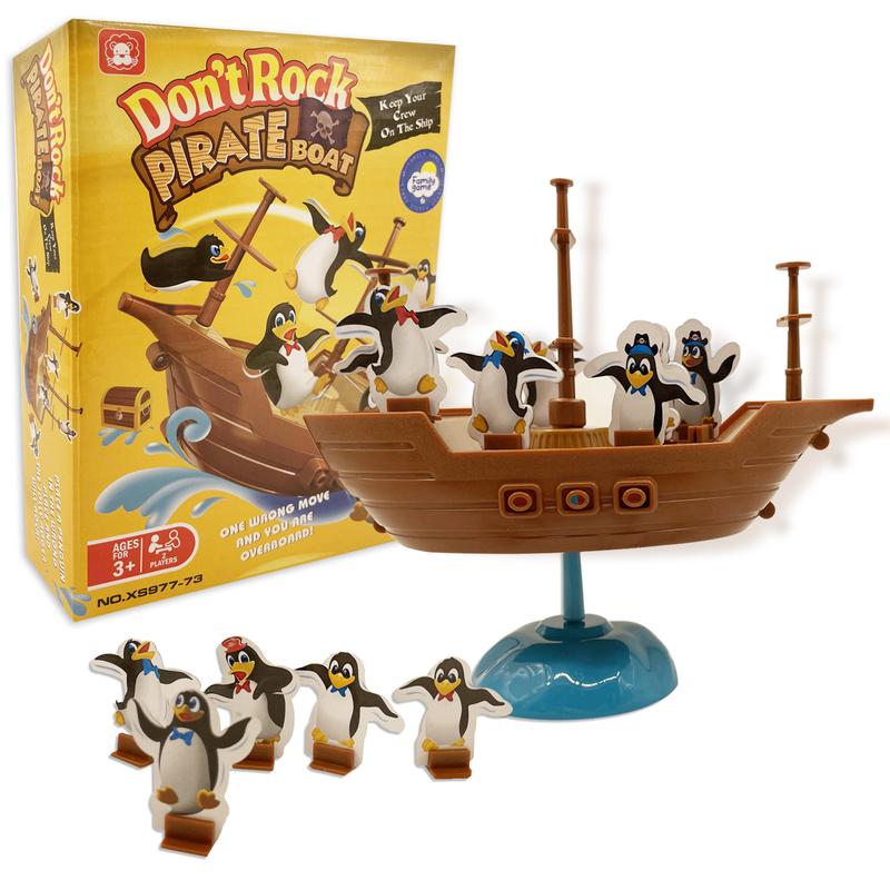 Funny Pirate Boat Penguin Balancing Board Game Desktop Interactive Kids Toy, Penguin Pirate Boat Balancing Game Children Educational Game