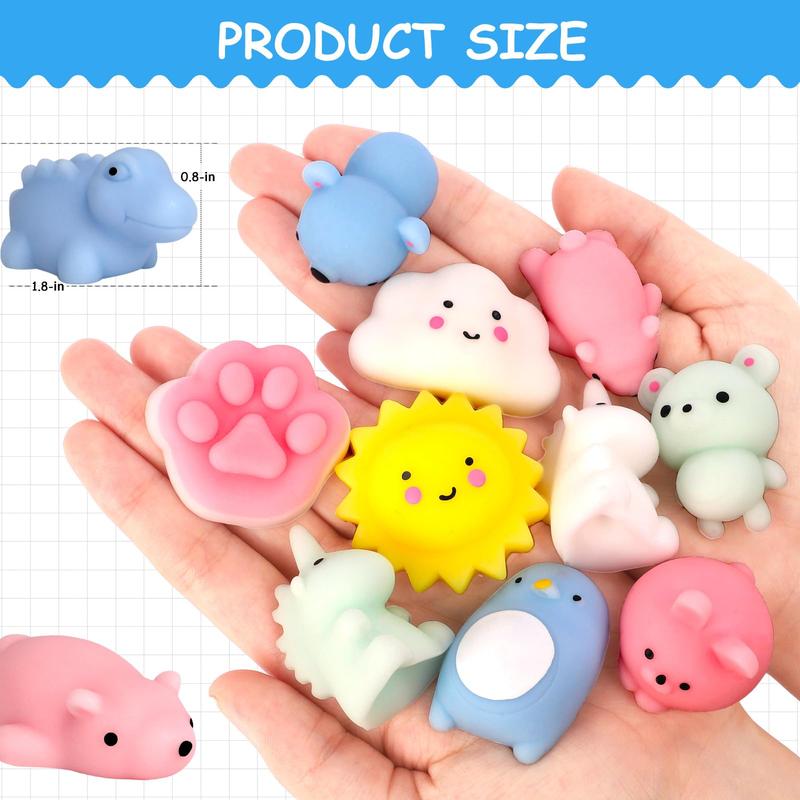 25pack Mochi Squishy Toys, Mini Kawaii Squishies Animals with Storage Bag Party Favor for Kids Stress Relief Toys Classroom Prizes Easter Basket Stuffers for Boys and Girls Age