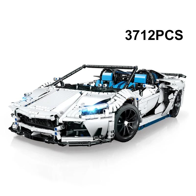 1:8 White Technic Racing Car Building Blocks 3712pcs Technical Sports Racing Car Model Vehicle Assemble Bricks Toys Gift For Adult diy hobby with box