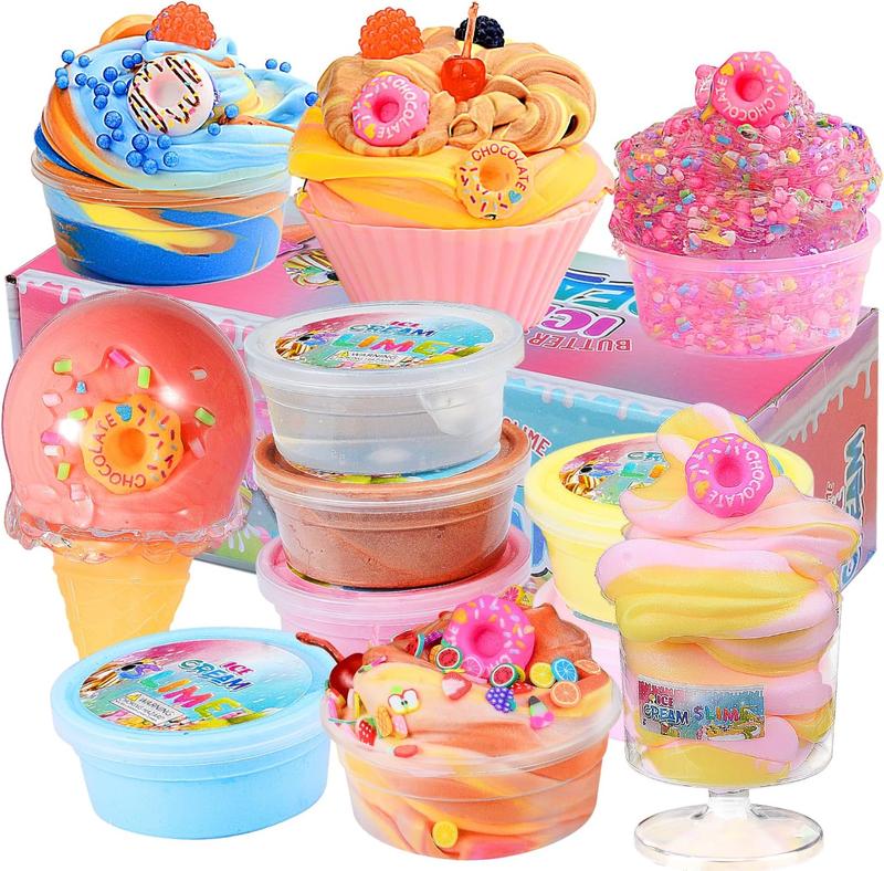 Butter Slime Kit Ice Cream Slime,Slime Making Kit,Stretchy and Non-Sticky,Stress Relief Toys, Party Favors for Kids Girls and Boys