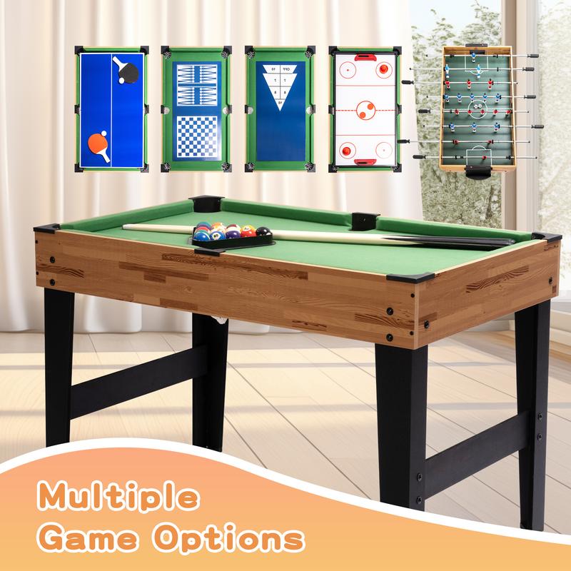 SULIVES 2x4ft 13-in-1 Combo Game Table Set for Home, Combination Tables for Game Room, Friends & Family w Hockey, Football, Billiards, Ping Pong, Shuffleboard, Chess, Checkers, Backgammon, Ring toss mini basketballhoop desk bowling basketballhoop fidget