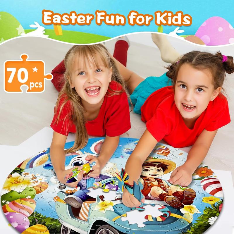 Puzzles for Kids Ages 4-6, 70 Piece Educational Round Floor Puzzles for Kids Ages 3-5, Toddler Farm Puzzles with Animals & Barn, Popular Preschool Toys & Gift Kids Puzzles Ages 3 4 5 6 7 8 9 10