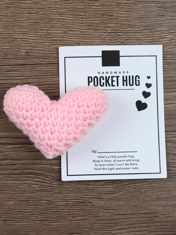 Handmade Crochet Heart Shaped Pocket Hug, Cute Heart Shaped Knitting Gift, Wedding Engagement Gift