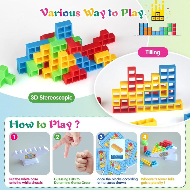 [CHRISTMAS DEAL 2024] Tetra Tower Game, Stack Attack Family Board for 2 Players Family Games, Building Blocks Stacking Balance Games ToyS