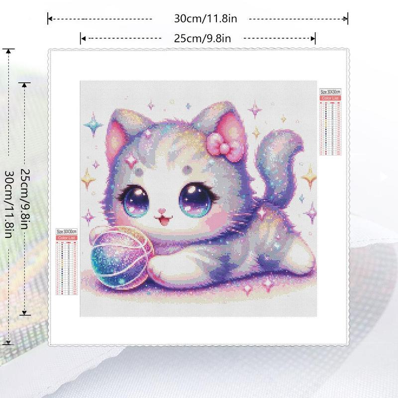 Cute Cat Pattern DIY Diamond Arts Colorful Painting Kit without Frame, DIY 5D Diamond Arts Colorful Painting Kit, Wall Art Decor for Home