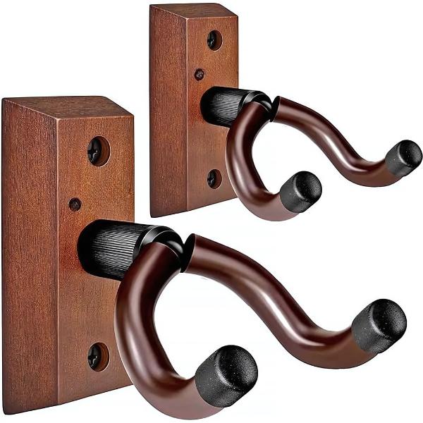 Guitar Wall Mount, 2 Pack Guitar Wall Hanger, Guitar Hanger Wall Hook Holder Stand with Screws, Hardwood Guitar Wall Mount Hanger