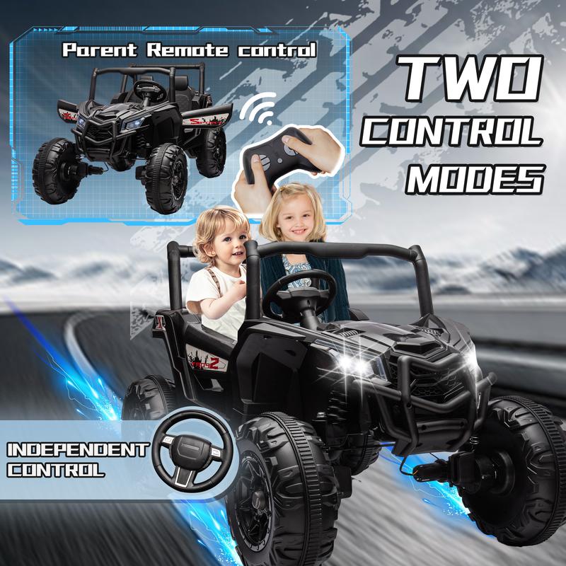 24V Ride On XXL UTV car for kid,2seater with two safety belts, Side by Side 4x4 Ride on Off-Road Truck with Parent Remote Control, Battery Powered Electric Car w High Low Speed, two safety belts.