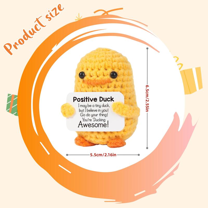 Crochet Positive Duck, Handmade Emotional Comfort Knitted Duck Doll with Positive Card, Cheer Up Gift for Family or Friend, Lovely Decorations for Home, Christmas Gift