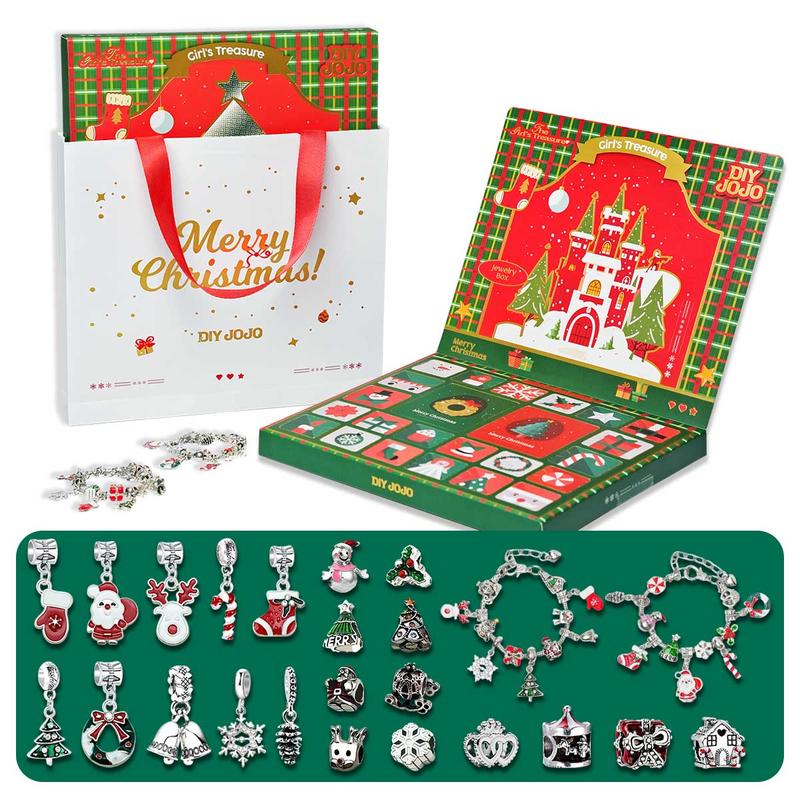 DIY JOJO Christmas Advent Calendar Gift Box, Birthday Advent Calendar Gift Box, Girls' Jewelry Bracelet Making Set, with 22 beads in different styles, 2 bracelets, DIY bracelets, jewelry, gift bags, festival and party supplies.