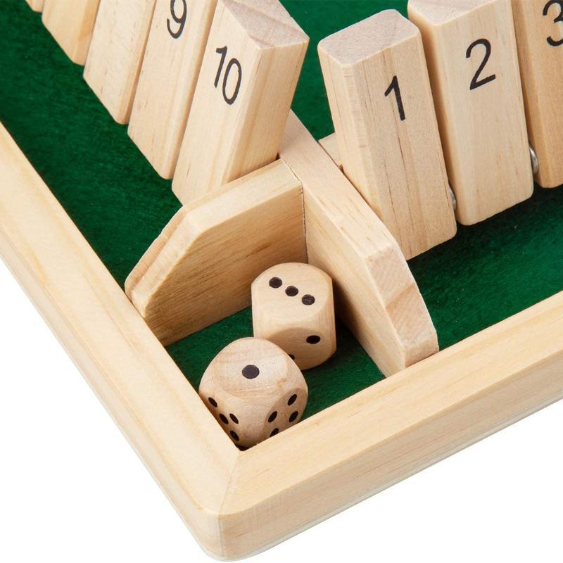 2024 Shut The Box Dice Board Game (2-4 Players) for Kids & Adults [4 Sided Large Wooden Board Game, 2 Dice + Shut-The-Box Rules] Smart Game for Learning Addition