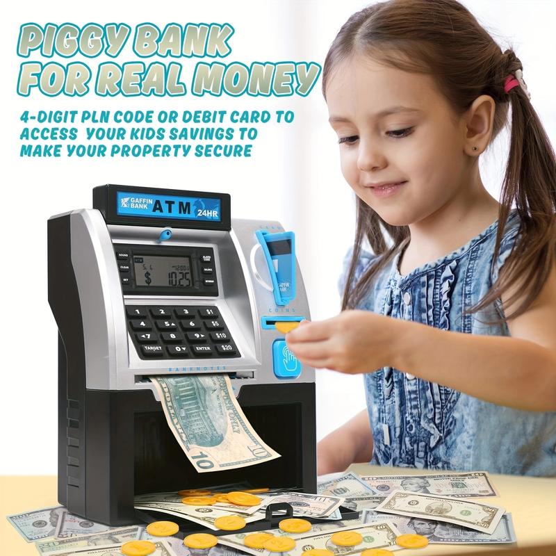 ATM Toys for Kids with Debit Card, Bill Feeder, Coin Recognition, Balance Calculator, Electronic Savings Safe Toys