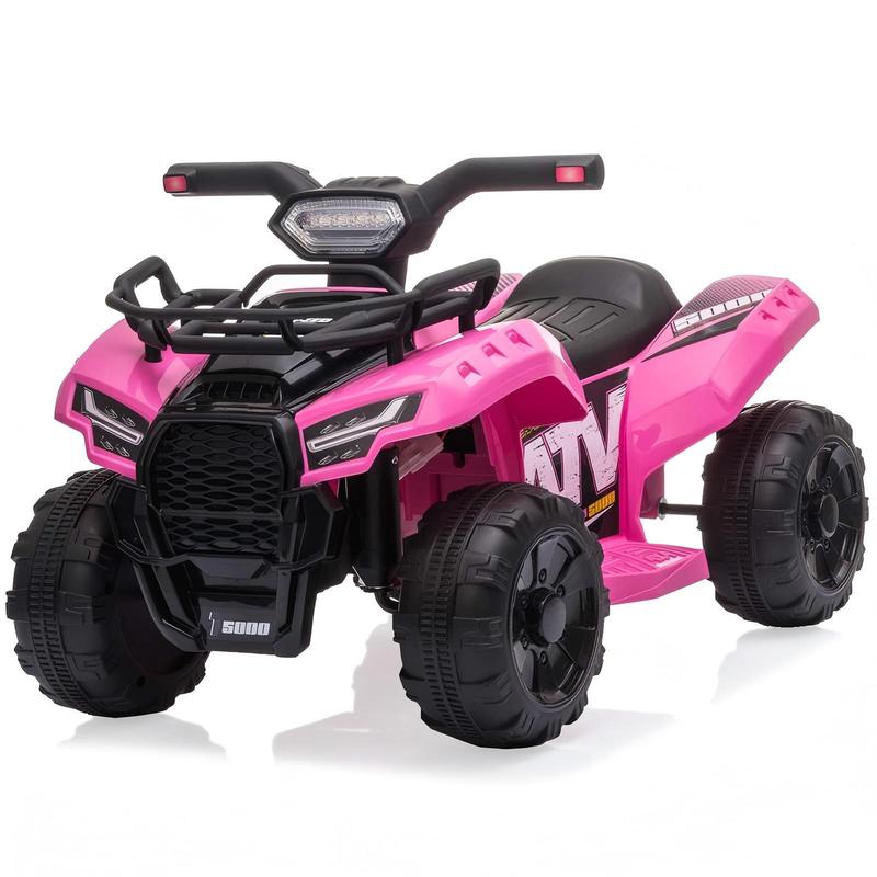 [ShopTab] costzon 6V Electric Kids ATV Quad, Battery Powered Electric Vehicle w Storage Basket, Headlight, Foot Pedal, Wear-Resistant Wheels