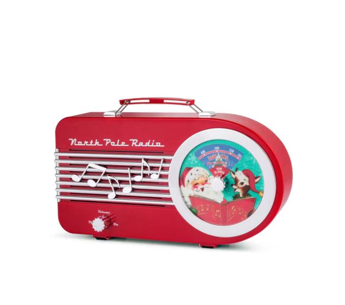 Mr. Christmas Vintage North Pole Radio Holiday Jukebox Christmas Decoration Music Box, 10.5 Inches, Red