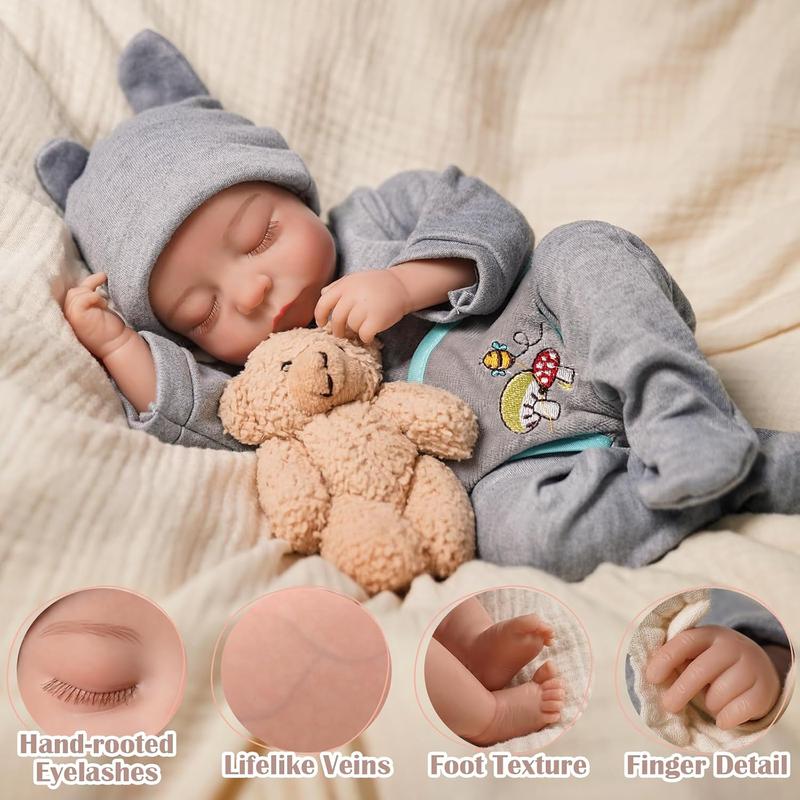 BABESIDE Reborn Baby Dolls, 15 Inch Realistic Newborn Baby Doll Boy, Real Life Baby Dolls Soft Body Poseable Sleeping Baby Doll for Kids Age 3+