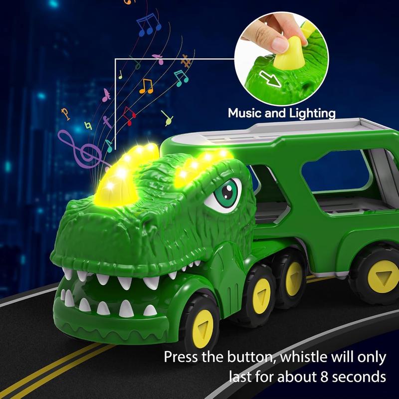 Toddler Car Toys for 1 2 3 4 5 Year Old Boy, 5-in-1 Dinosaur Vehicle Trucks Toys for Toddlers 1-3 with Sounds & Lights Toys for Boys 4-7 Toys for Age 2-4 Dinosaur Toys for Kids 3-5