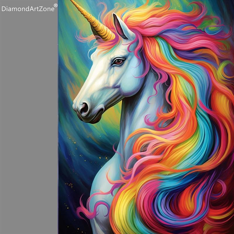 Unicorn Pattern Diamonds Art Colorful Painting Kit without Frame, Colorful DIY Diamonds Art Crafts Kit, Creative Decorative Painting for Bedroom Living Room