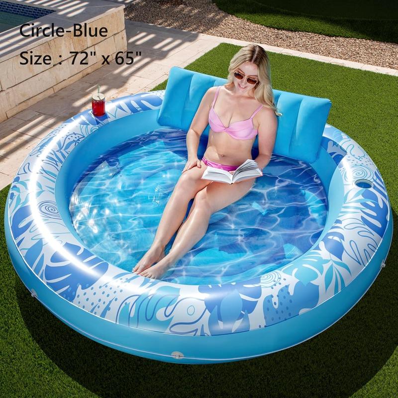 Sloosh-L XL Inflatable Tanning Pool Lounge Float With Cup Holder, 70“X46” 85″ x 57″ More Large Sun Tan Tub Adult Pool Floats Raft