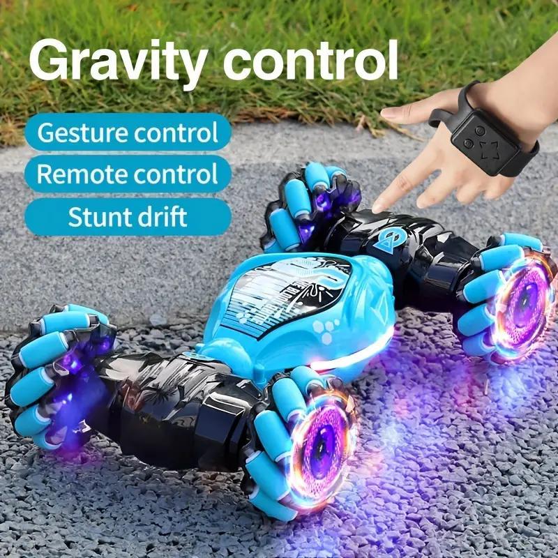 Gesture Sensor Remote Control Stunt Car, 4WD 360° Flip Car with Light & Music, Rechargeable Electric Toy Car, Birthday Gift