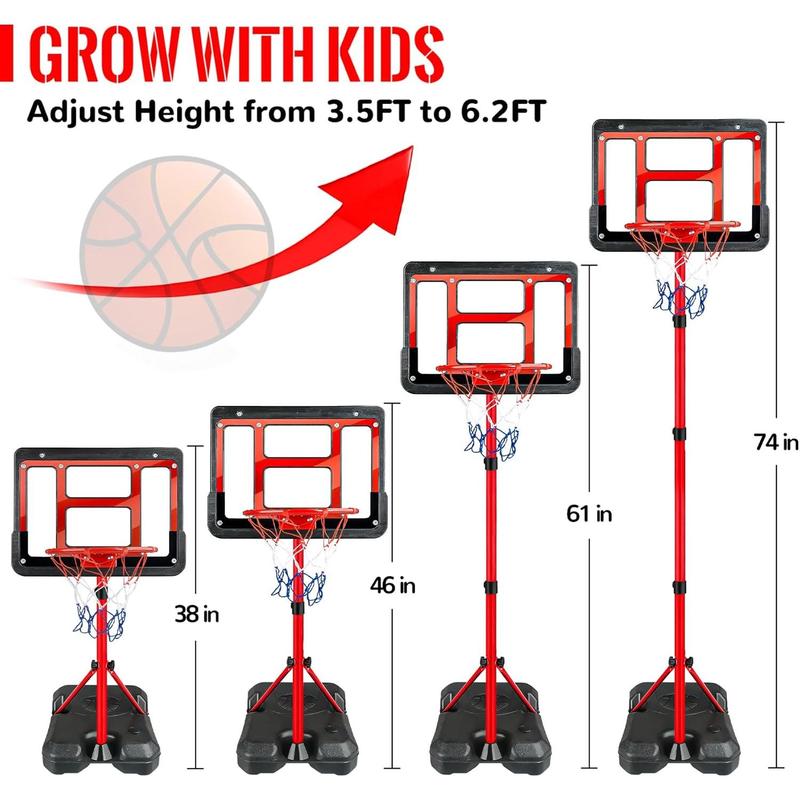 2024Kids Basketball Hoop With Stand, Adjustable Basketball Set, Toddler Basketball Toys For Boys Age 3 4 5 6 7 8, Indoor Outdoor Backyard Sport Game Gifts