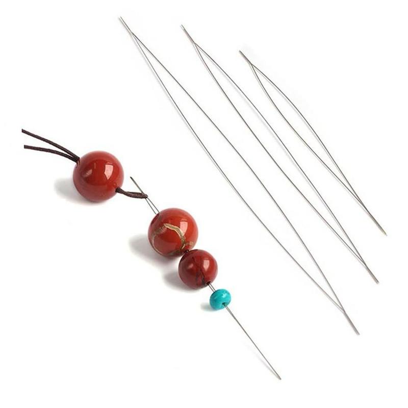 6pcs Stainless Steel Open Bead Needle Without Beads, Handmade Beading Needle, DIY Jewelry Making Accessories