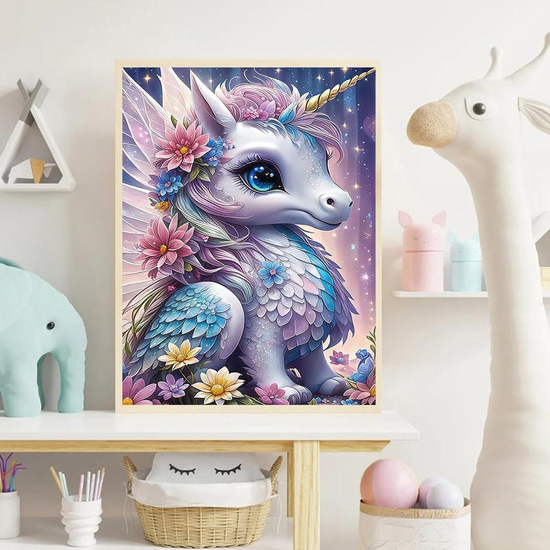 5D Horse Diamond Painting Kits, DIY Unicorn Gem Painting, Full Drill Round Rhinestone Gem Art Painting for Home Wall Decor 12x16inch B11409