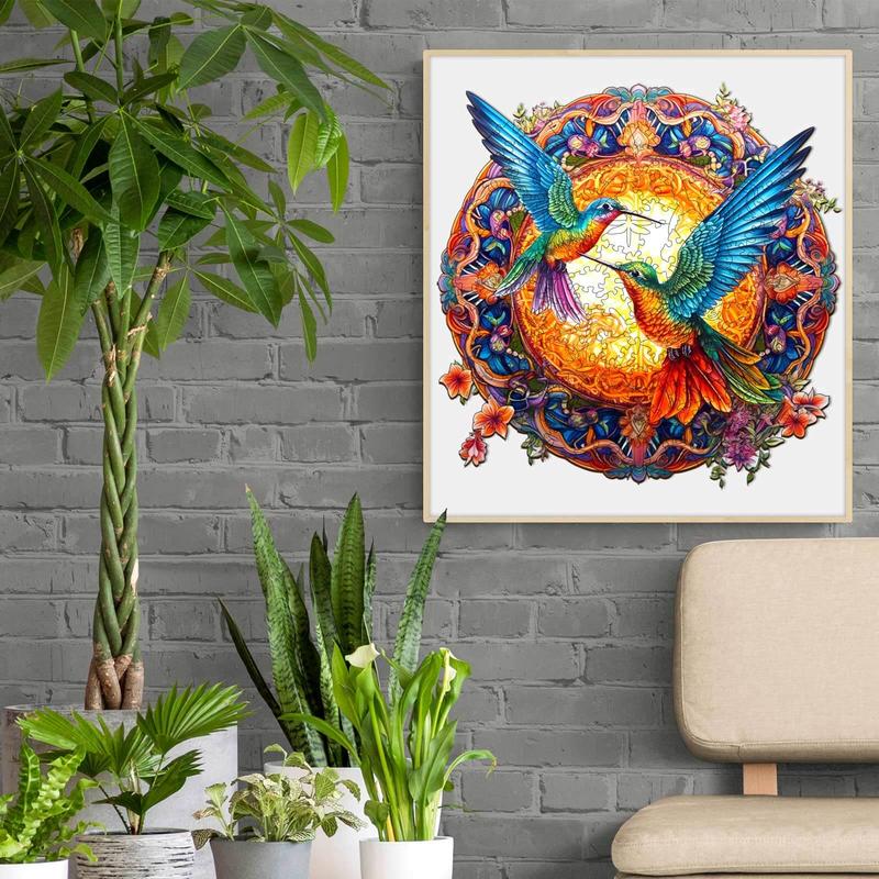 Mandala & Hummingbirds Wooden Jigsaw Puzzle