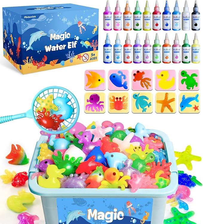 Magic Water Elf Toy Kit - Aqua Elves Water Gel Kit - 20 Colors Magic Water Fairy Gel 10 Molds Squishy Maker - Christmas Party Favor Birthday Aqua Art DIY STEM Gifts for Kids