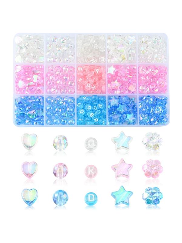 Mixed Color Beads & Star & Heart & Flower Shaped Beads, Transparent Acrylic Beads, DIY Jewelry Making Supplies for Bracelet & Necklace