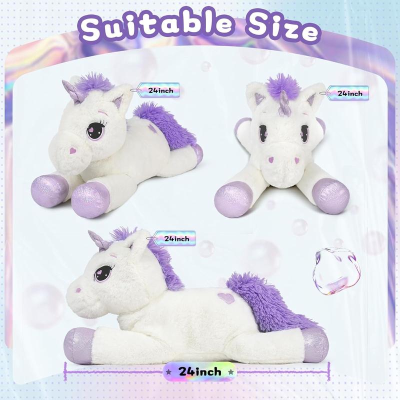 Big Unicorn Stuffed Animal Stuffed Unicorn Plush Giant Stuffed Unicorn,Unicorn Pillow for Girls Kids,Unicorn Pillow for Christmas Birthday Valentine's Day White 24''