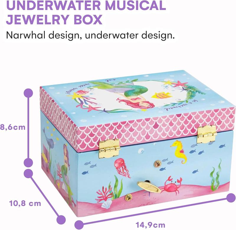 Christmas gift Underwater Mermaid Musical Jewelry Box for Girls – Spinning Mermaid Doll with 'Over the Waves' Tune, Perfect Gift for Christmas Girls