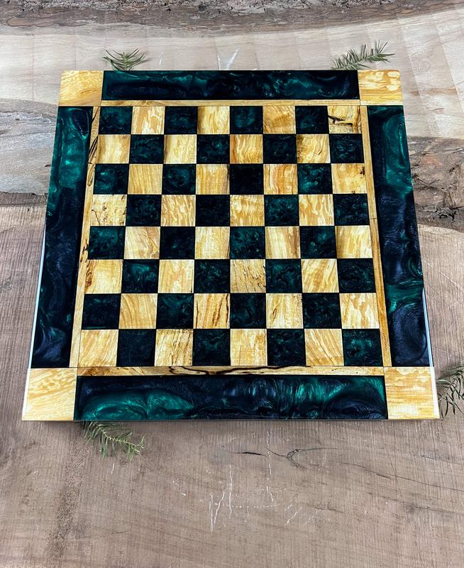 Emerald Black Onyx Maple Wood Chess Board (With Border)