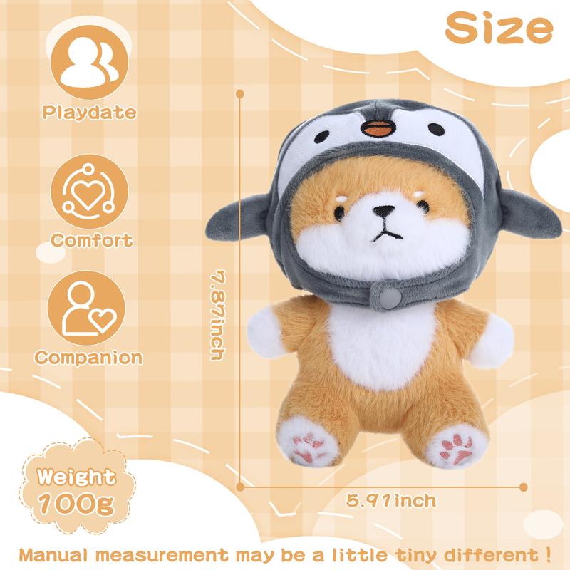 MIAODAM Cute Dog Plushie with Penguin Stuffed Animal Hat - Soft Penguin Dog Plush Toy Stuffed Animal Doll, for Boys & Girls (20cm 7.8in)