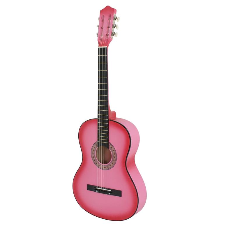 ZENY 38-in Kids Beginner Acoustic Guitar Starter Kit 6 Strings W Case, Strap, Tuner, Pick -Pink