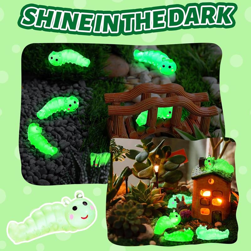 Random Color Cute Glow in The Dark Worm Shaped Decoration, 30 50pcs Luminous Worm Ornament, DIY Decoration Accessories for Home & Garden & Car