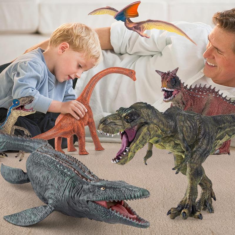 6 Pack Big Dinosaur Toys Set,Realistic-Looking Dino T-Rex Carnotaurus,Blue Velociraptor, Mosasaurus Toy for Boys Girls Children Kids Toddler 3-12 Years Old,Brithsay