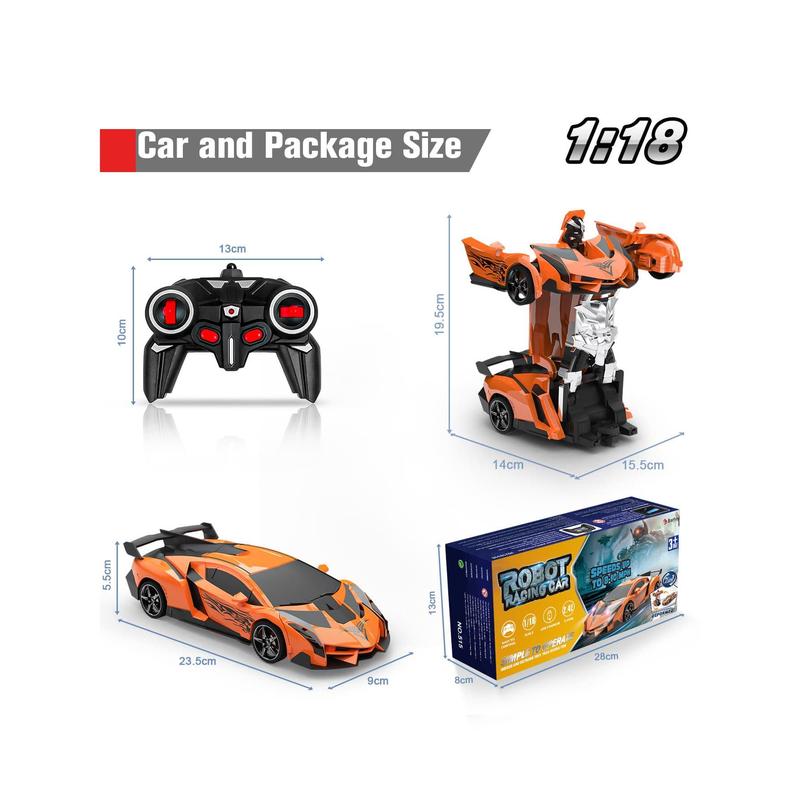 Transform Rc Cars For Boys 4-7 8-12, 2.4Ghz 1:18 Scale Remote Control Car Transforming Robot, One-Button Deformation 360° Rotation And Drift Car Toy Gifts For Boys And Girls 3-5,Christmas Toys & Gifts