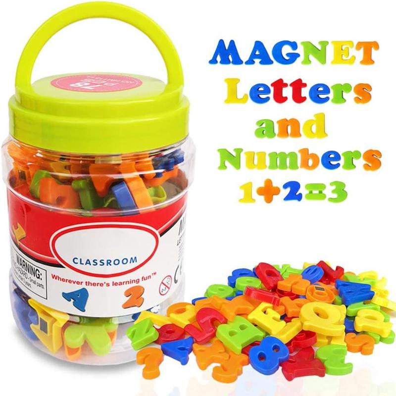 Magnetic Letters and Numbers for Kids Magnet Alphabet Fridge Whiteboard Learning Toy Set Learn Spelling Counting Includes Plastic Uppercase Lowercase Math Symbols (78 Pieces)