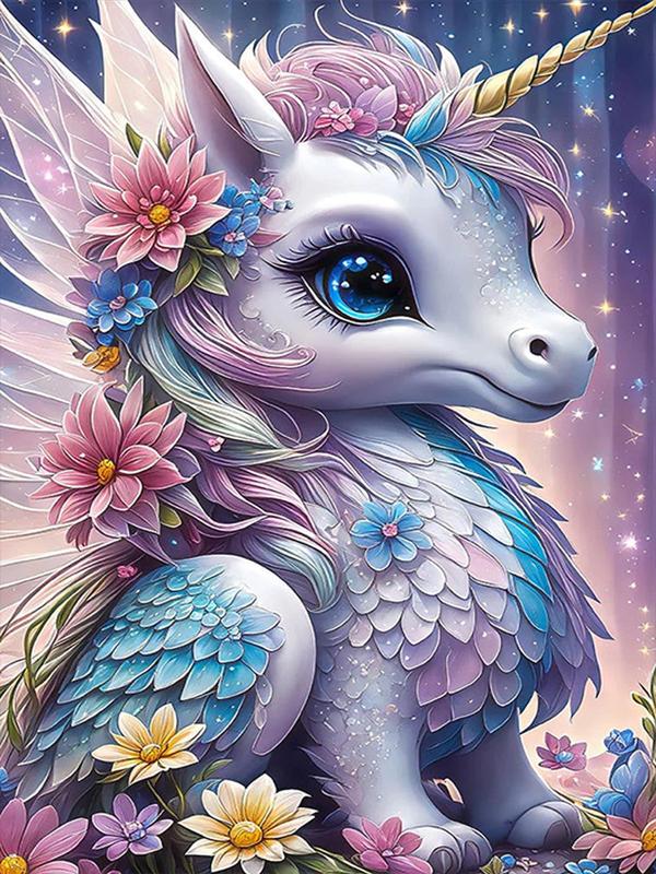 5D Horse Diamond Painting Kits, DIY Unicorn Gem Painting, Full Drill Round Rhinestone Gem Art Painting for Home Wall Decor 12x16inch B11409