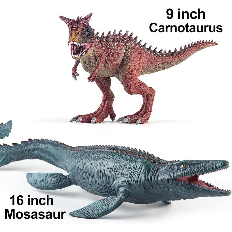 6 Pack Big Dinosaur Toys Set,Realistic-Looking Dino T-Rex Carnotaurus,Blue Velociraptor, Mosasaurus Toy for Boys Girls Children Kids Toddler 3-12 Years Old,Brithsay