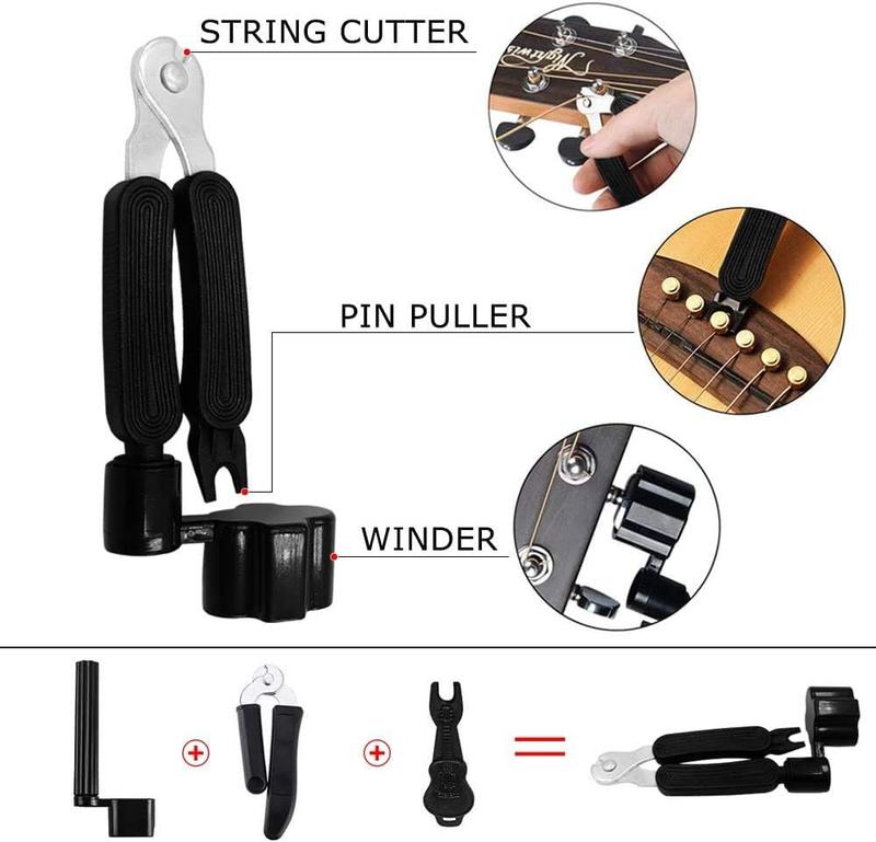 Guitar Accessories Kit with Strings, Tuner, Capo, Restring Tool, Pick Holder & Picks