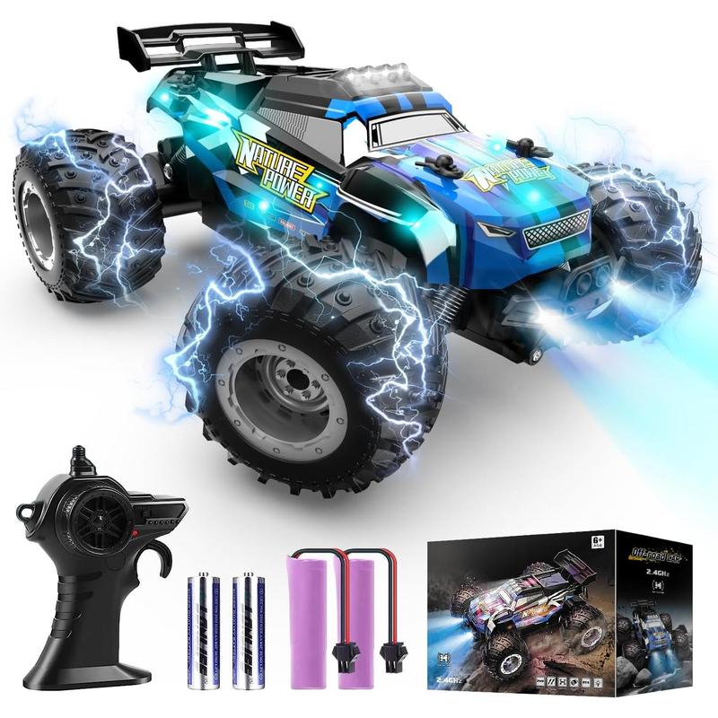 Remote Control Car, 2.4Ghz Glow-up RC Cars with Body Lights & Headlights, 2 Rechargeable Batteries for 40 Min Play, 20 KM H All Terrain Off-Road Monster Truck,Toys for Boys Kids Age 4-7 8-12 Xmas Gift