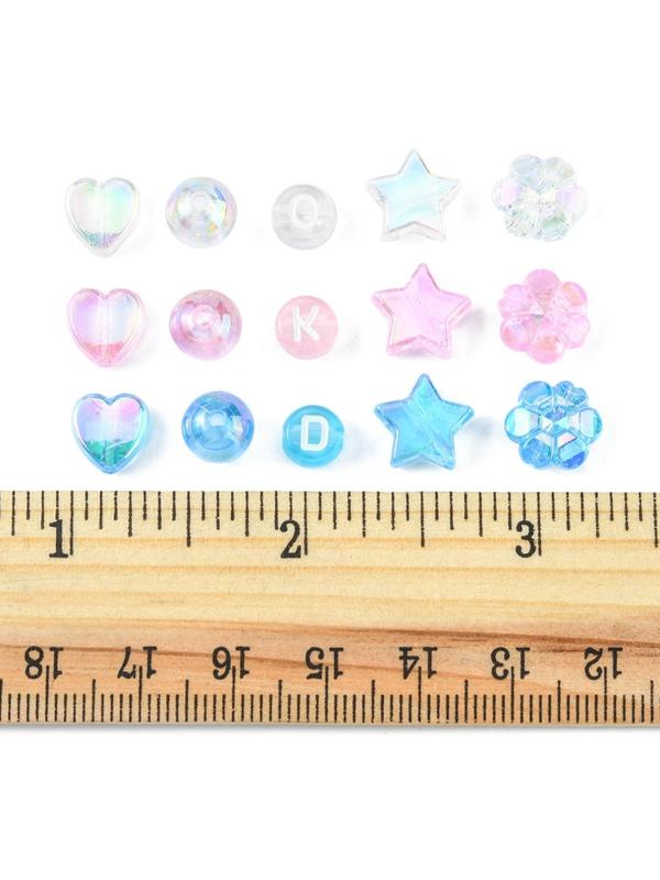 Mixed Color Beads & Star & Heart & Flower Shaped Beads, Transparent Acrylic Beads, DIY Jewelry Making Supplies for Bracelet & Necklace