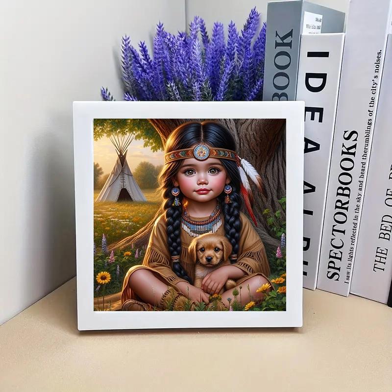 Girl with Dog Pattern DIY Diamond Arts Colorful Painting Kit without Frame, DIY 5D Diamond Arts Colorful Painting Kit, Wall Art Decor for Home Bedroom