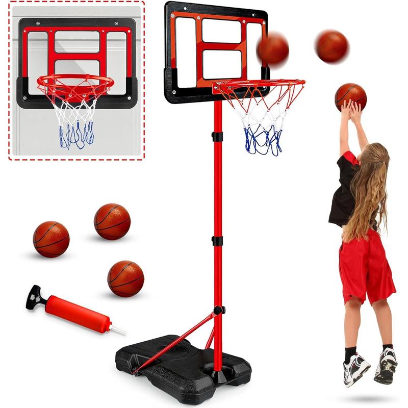 2024Kids Basketball Hoop With Stand, Adjustable Basketball Set, Toddler Basketball Toys For Boys Age 3 4 5 6 7 8, Indoor Outdoor Backyard Sport Game Gifts