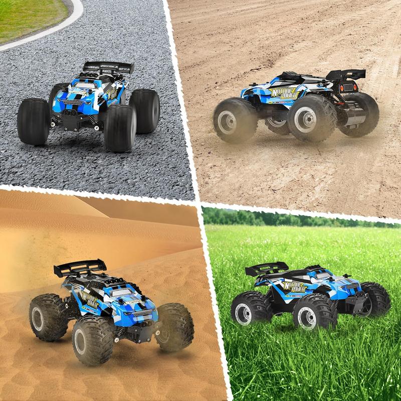 Remote Control Car, 2.4Ghz Glow-up RC Cars with Body Lights & Headlights, 2 Rechargeable Batteries for 40 Min Play, 20 KM H All Terrain Off-Road Monster Truck,Toys for Boys Kids Age 4-7 8-12 Xmas Gift