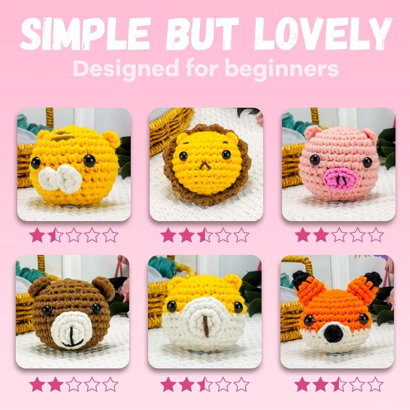 Crochet Kit for Beginners, 6 count Crochet  Kit for Adults , Crochet Kits Include Videos Tutorials, Beginner Yarn, Eyes, Crochet Hook - Gifts for Women, Teen, Girls Birthdays